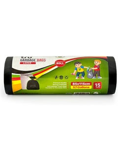 Tru tru Garbage Bags Roll Black 85x115cm 57 Gallon Large (Domestic bags) - 15 Bags 