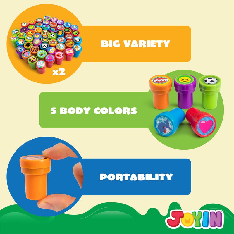 JOYIN 100 Pcs Assorted Stamps for Kids Self-Ink Stamps (50 Different Designs, Dinosaur, Zoo Safari Stampers) for Party Favor, Carnival Prizes, School, Easter Egg Stuffers, Halloween, Christmas - Image 4