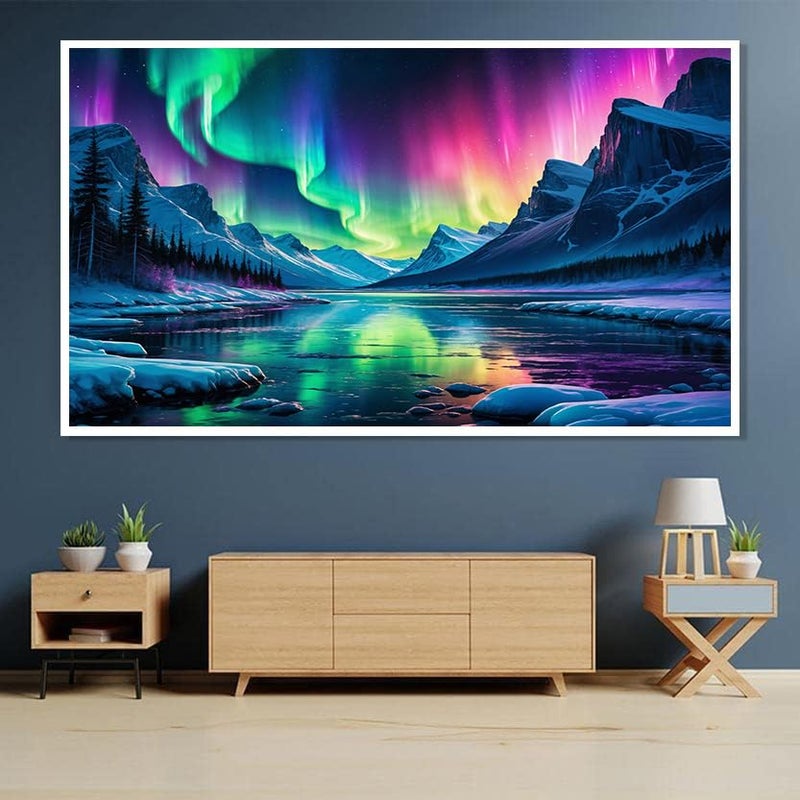 croshom Large Diamond Art Kits for Adults, Aurora Borealis Landscape Diamond Art Painting Kits for Adults, 5D DIY Full Drills Northern Lights Craft for Gifts, Home Wall Decor 15.7" x 27.6" - Image 2