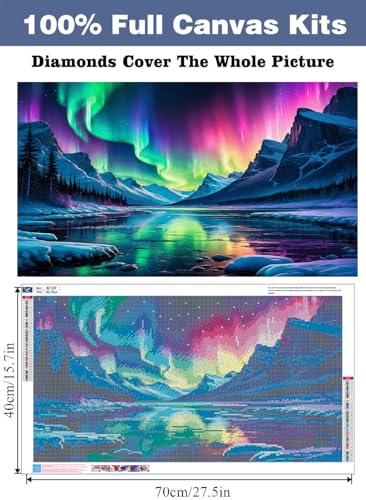 croshom Large Diamond Art Kits for Adults, Aurora Borealis Landscape Diamond Art Painting Kits for Adults, 5D DIY Full Drills Northern Lights Craft for Gifts, Home Wall Decor 15.7" x 27.6" - Image 4