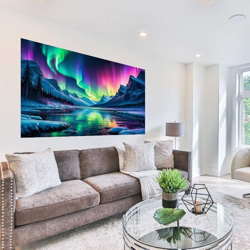 croshom Large Diamond Art Kits for Adults, Aurora Borealis Landscape Diamond Art Painting Kits for Adults, 5D DIY Full Drills Northern Lights Craft for Gifts, Home Wall Decor 15.7" x 27.6" - Image 3