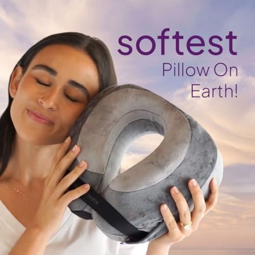 Cabeau Softest Neck Pillow Ever for Travel – Evolution Earth Deluxe – 360° Head, Neck and Chin Support for Sleeping – Sustainable Memory Foam - Buttery Soft Fabric with Compact Carrying Case (Water) - Image 5