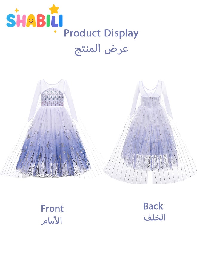 SHABILI Princess Dress-Up Set Long Sleeve Costume Dress with Blonde Braid & 7 Accessories for Girls Kids Birthday Role Play - Image 4