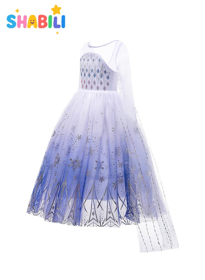 مجموعة تنكر الأميرة للفتيات مع فستان بأكمام طويلة وضفيرة شقراء وملاحقات للدور التمثيلي