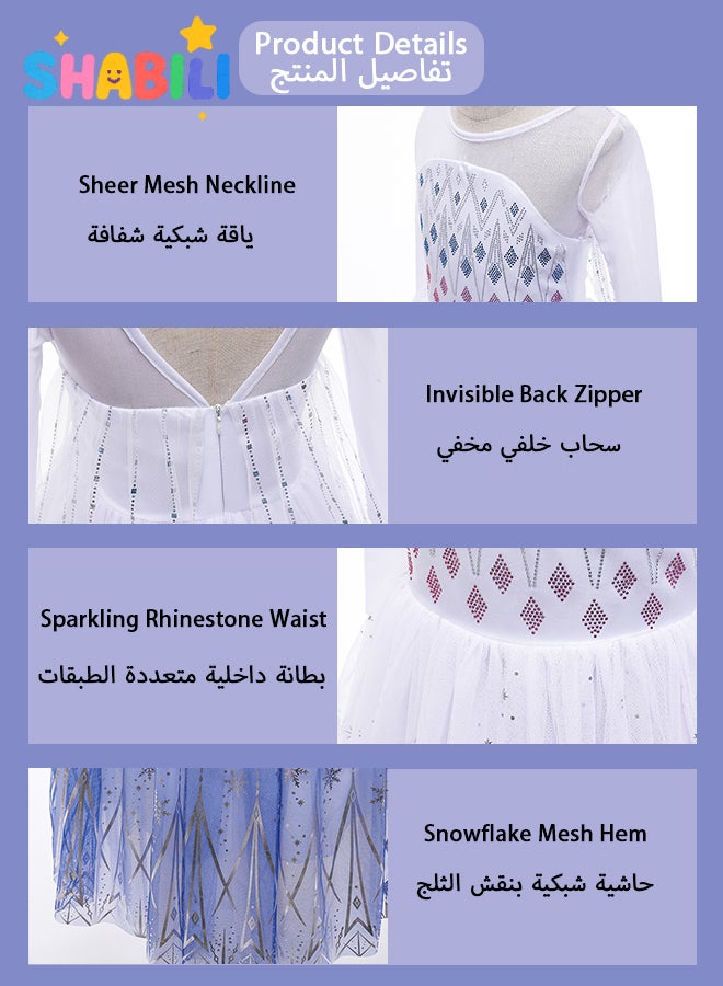 SHABILI Princess Dress-Up Set Long Sleeve Costume Dress with Blonde Braid & 7 Accessories for Girls Kids Birthday Role Play - Image 5