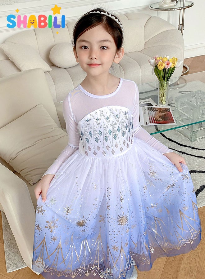 SHABILI Princess Dress-Up Set Long Sleeve Costume Dress with Blonde Braid & 7 Accessories for Girls Kids Birthday Role Play - Image 3