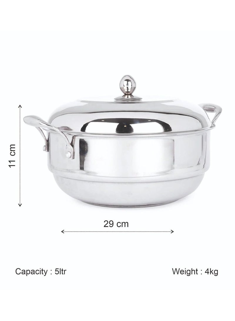 Coconut Stainless Steel Tri-Ply Multi Kadai Idly Steamer with 6 Plates (2 Regular, 1 Mini Idly, 2 Dhokla Idly Plate, 1 Steamer Plate) | Idli, Dhokla & Patra Steamer | Heavy Gauge Food-Grade Cookware | Induction & Gas Compatible | Mirror Finish - Image 3