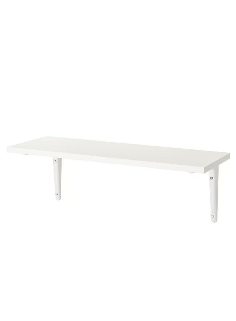 VITION Wall Mounted Shelf, Wood Display Unit Storage Organizer for Living Room Bedroom Bathroom Office Kitchen 59x20cm - White - Image 1