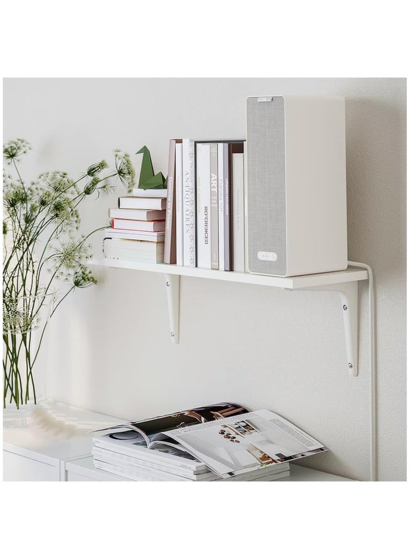 VITION Wall Mounted Shelf, Wood Display Unit Storage Organizer for Living Room Bedroom Bathroom Office Kitchen 59x20cm - White - Image 4