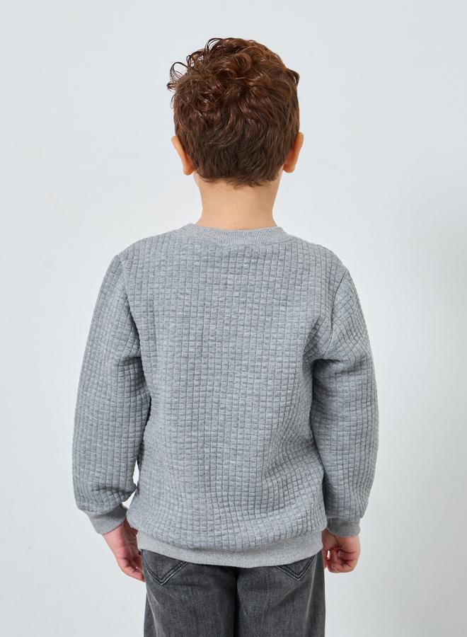 ستايلي سويت شيرت وافل سادة محبوك - Image 4