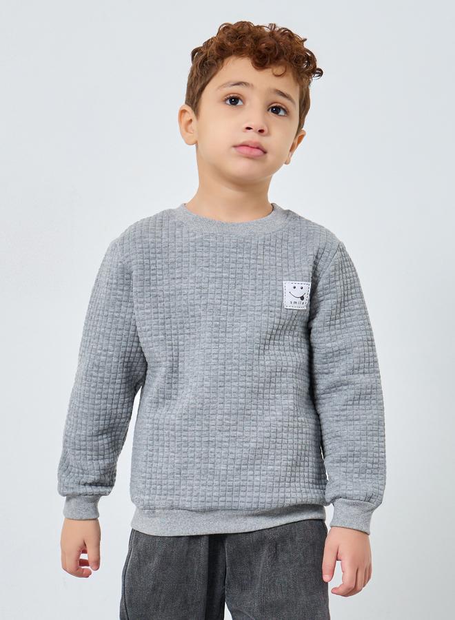 ستايلي سويت شيرت وافل سادة محبوك - Image 1