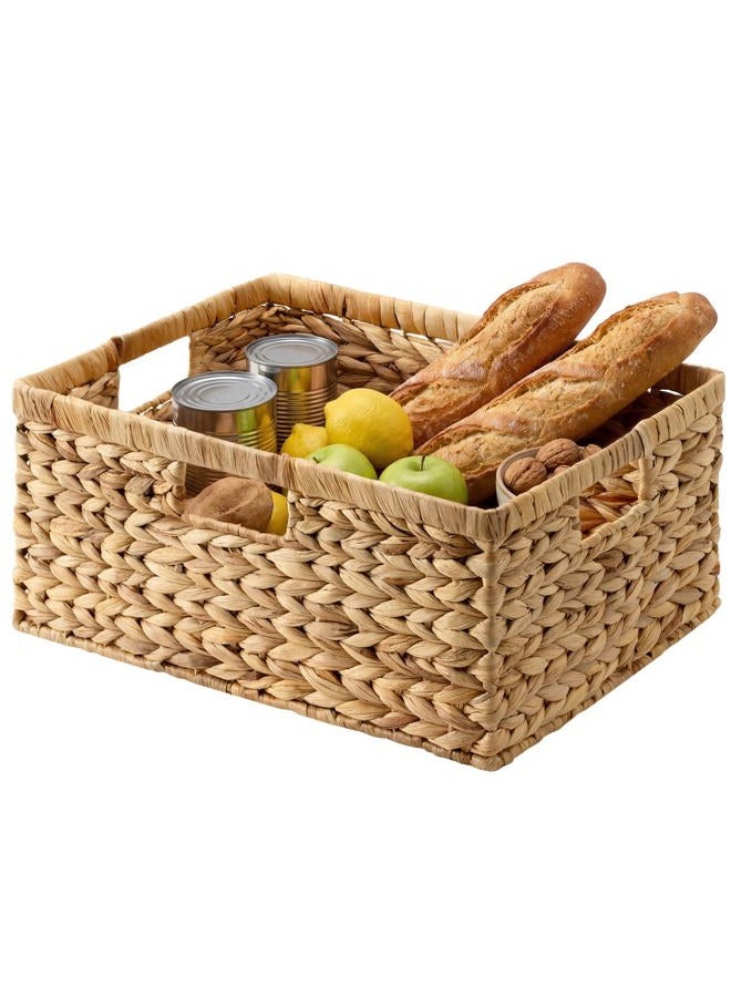 StorageWorks Extra Large Wicker Baskets for Organizing, Water Hyacinth Storage Basket with Built-in Handles, 1 Pack - Image 1