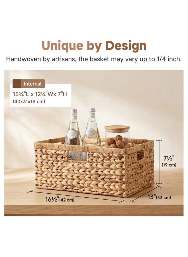 StorageWorks Extra Large Wicker Baskets for Organizing, Water Hyacinth Storage Basket with Built-in Handles, 1 Pack - Image 3
