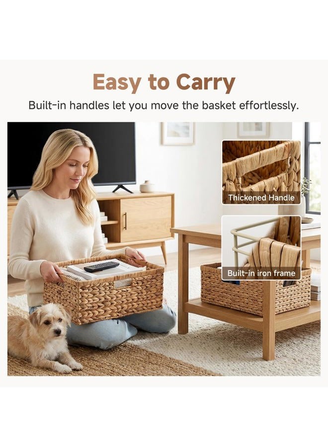 StorageWorks Extra Large Wicker Baskets for Organizing, Water Hyacinth Storage Basket with Built-in Handles, 1 Pack - Image 4
