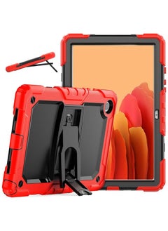 Case Cover Shockproof Colorful Silicone + Black PC Tablet Protective Case with Holder & Shoulder Strap For Samsung Galaxy Tab A7 2020 T500 Red