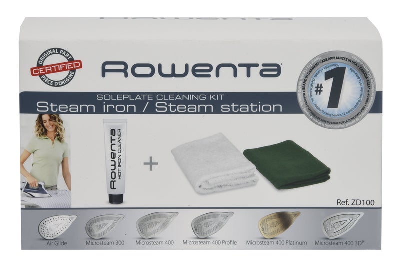 Rowenta Garment Care Accessories, Cleaning Kit for Steam Iron, Non toxic, Improve the Soleplate Glide, Starch or Melted, Synthetic Fiber Remover - Image 1