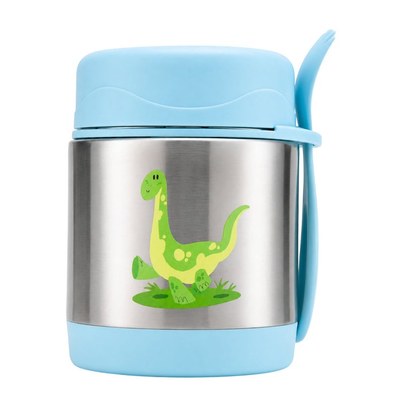 Bonbon - Stainless Steel Kids Food Jar With Spork - Dino - 300 ml - Image 1