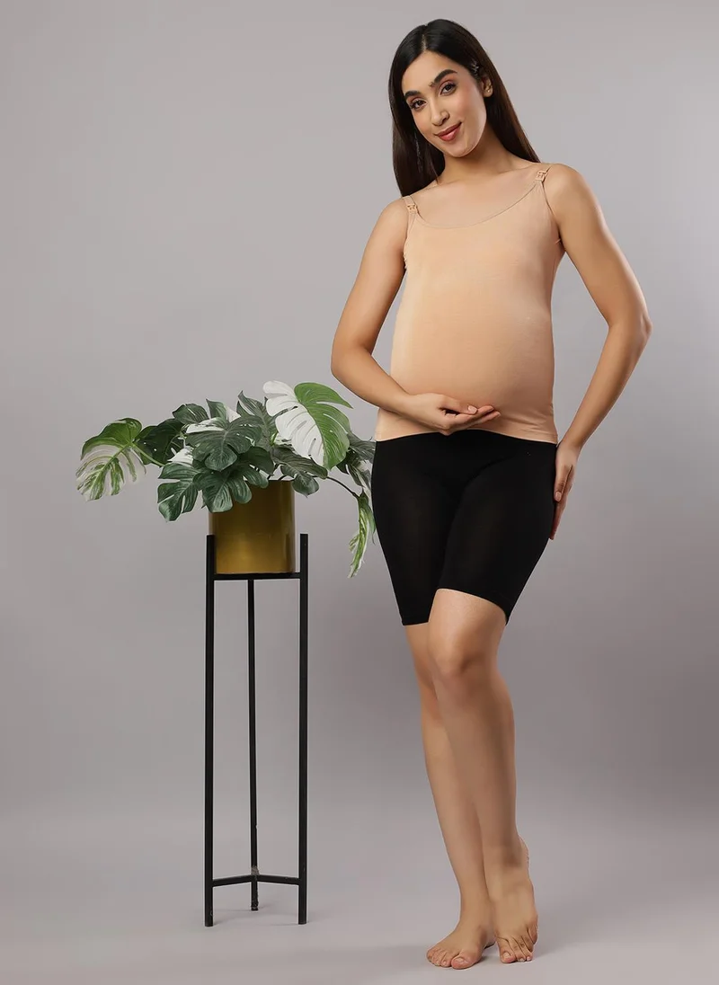 TUMMY  Tummy Combo Pack of Nursing Vest and High Waist Maternity Shorts-Beige for Women | Best Price UAE