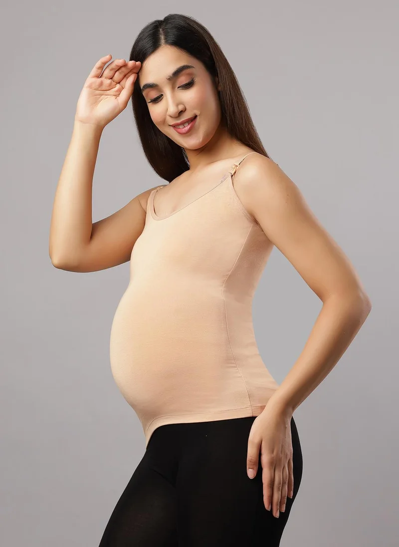 TUMMY  Tummy Combo Pack of Nursing Vest and High Waist Maternity Shorts-Beige for Women | Best Price UAE