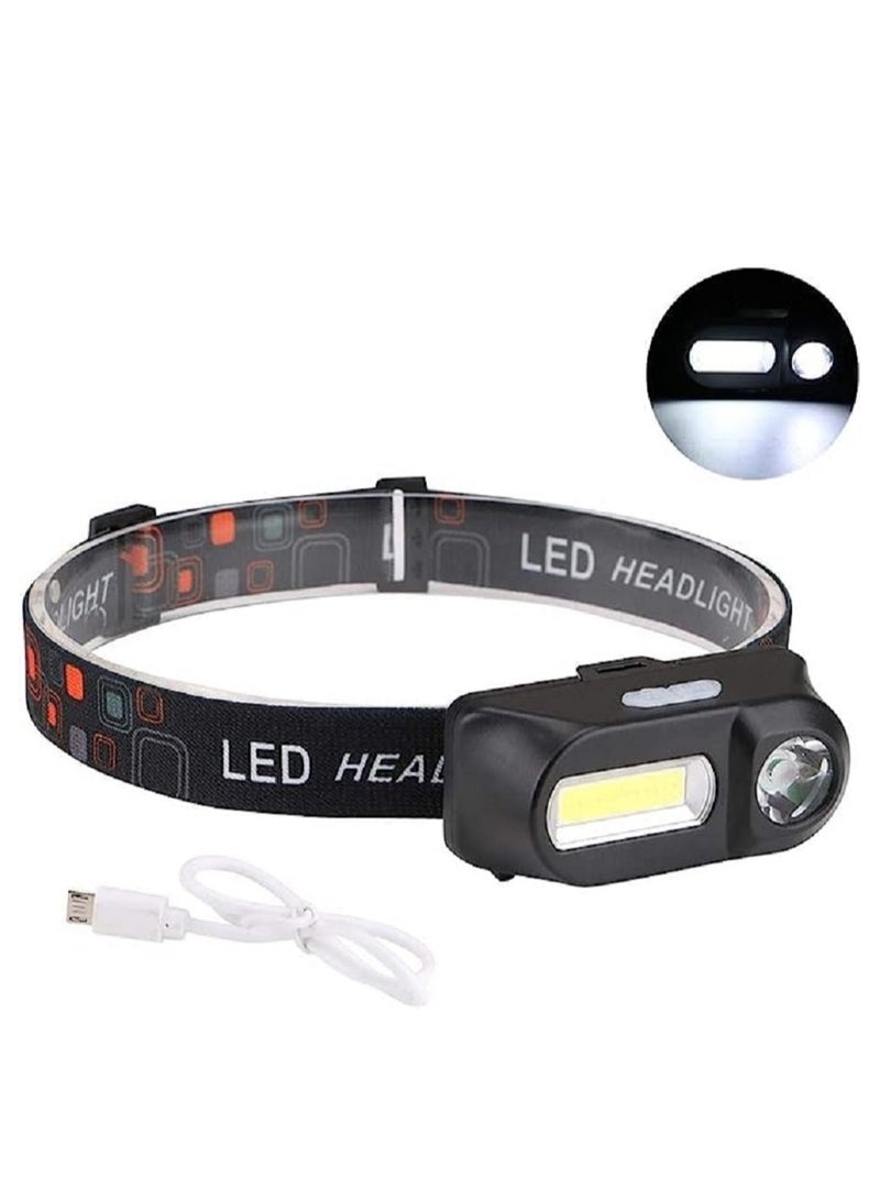 Mini  LED Headlight Headlamp Head Lamp Flashlight USB Rechargeable  Torch Camping Hiking - Image 2
