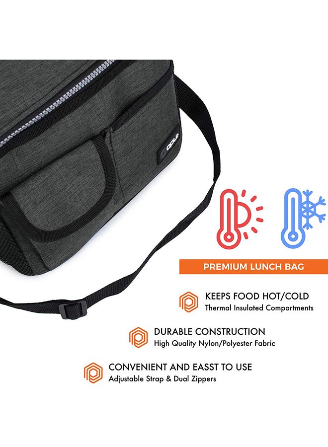 opux Insulated Lunch Bag for Men Women, Leakproof Charcoal Grey Lunch Box for Work, Portable Soft Lunch Cooler Bag with Shoulder Strap, Adult Lunchbox Lunch Pail for Kid Boy Girl School, 14 Can/8L Heather Charcoal - Image 3