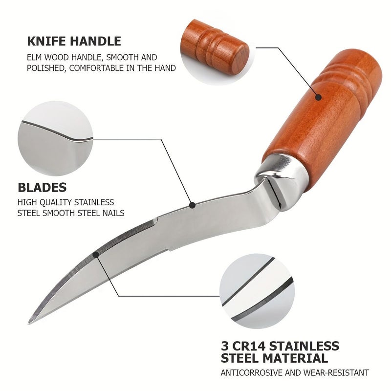 Coconut Meat Remover Tool With Wooden Handle And Stainless Steel Scraper - Image 3