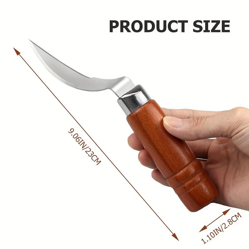 Coconut Meat Remover Tool With Wooden Handle And Stainless Steel Scraper - Image 5