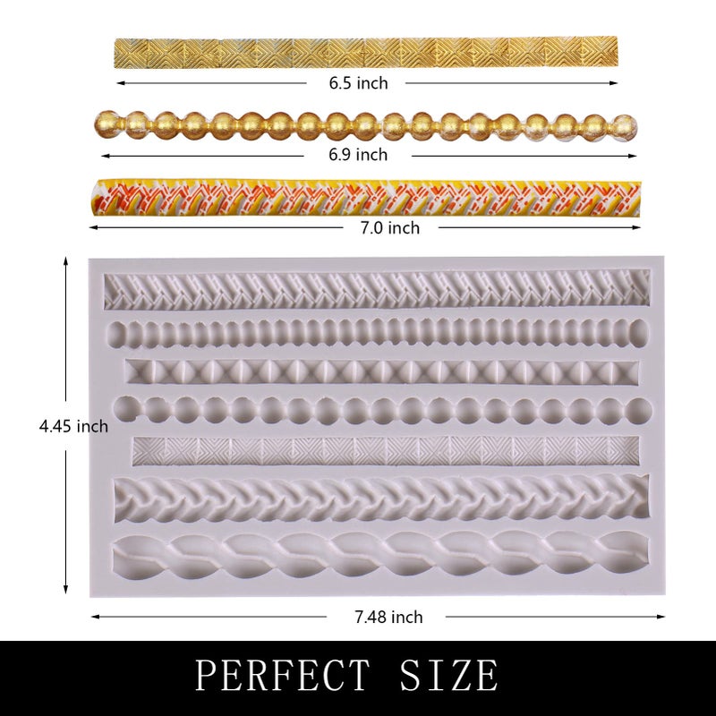 Xcake Lcook Scroll Lace Fondant Molds  Baroque Chocolate Frame Decor  Clay Frame Relief Mould for Birthday Wedding Cake Decoration Cupcake Topper Pie Crust Candy Resin Clay Furniture Corner Border  Gray - Image 2