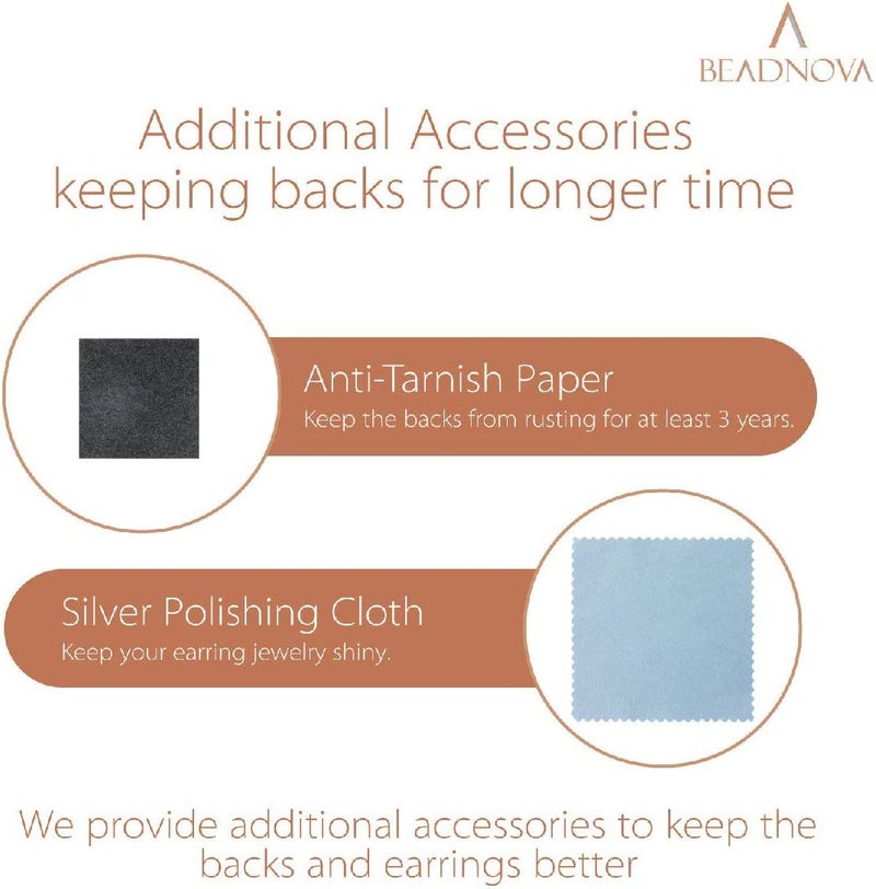 BEADNOVA 14K Gold 925 Sterling Silver Earring Backs Pierced Earring Backing Hypoallergenic Butterfly Ear Stud Backs for Studs (6 pcs 14K Gold, 6 pcs 925 Sterling Silver) - Image 5