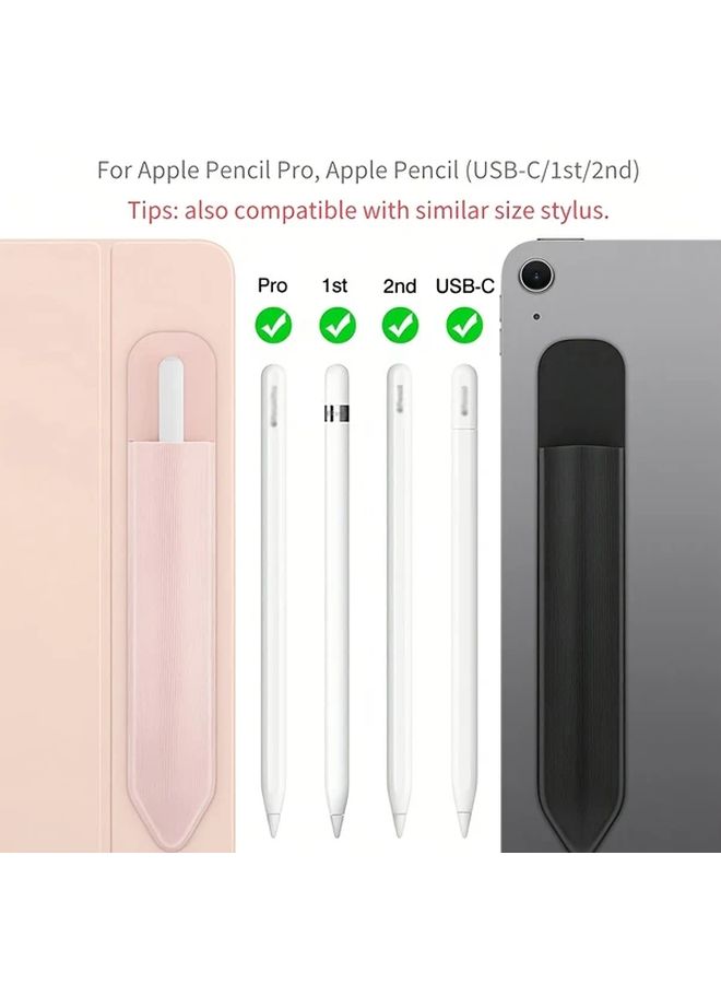 Black Tablet Stylus Pouch Protective Case Slim Portable Self Adhesive Storage Pen Sleeve - Image 4