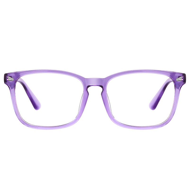 TIJN Blue Light Blocking Glasses for Women Men Clear Frame Square Nerd Eyeglasses Anti Blue Ray Computer Screen Glasses Purple