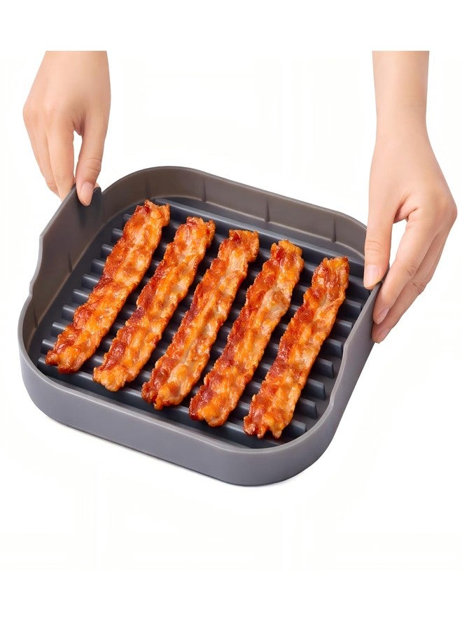 Jillmo Microwave Bacon Cooker Tray, Premium Silicone Bacon Rack with Grease Draining Design for Crispier Microwave Bacon, Dishwasher Safe & BPA-Free, Grey - Image 1