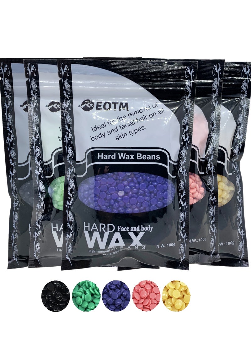 EOTM Pack Of 5 Hair Removal Hard Wax Beans For Face and Body 5 x 100g | Multicolor  - Image 1