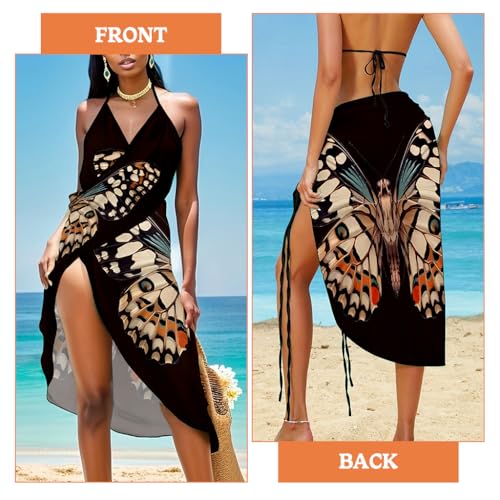 PALAY® Beach Wear Dress for Women Butterfly Print Beach Dress Swimming Suit Waterproof Adjustable Straps Cover Up Sarongs Bikini Set Lightweight Swimsuit Vacation Outfits for Women - Image 5
