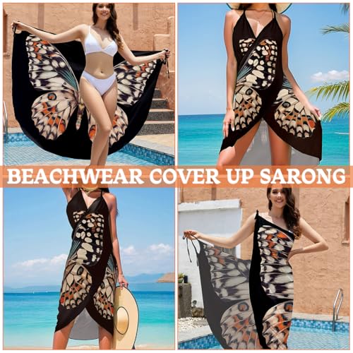 PALAY® Beach Wear Dress for Women Butterfly Print Beach Dress Swimming Suit Waterproof Adjustable Straps Cover Up Sarongs Bikini Set Lightweight Swimsuit Vacation Outfits for Women - Image 3