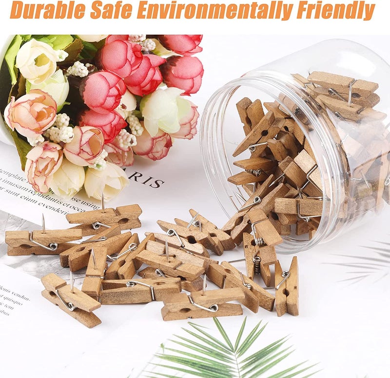 Joyberg 50 PCS Push Pin with Wooden Clips, Durable Wooden Push Pins, Decorative Pushpins Tacks Thumbtacks, Tacks for Cork Board Artworks Notes Photos, Craft Projects, Offices and Homes - Image 5