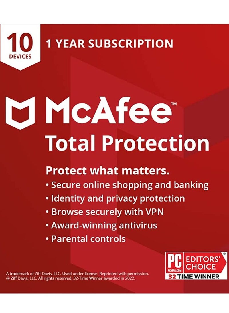 McAfee - McAfee Total Protection 10 Devices with 1 Year Subscription - Image 1