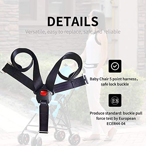 Feiteplus Universal Baby Highchair Stroller Pushchair 5pt 5 Point Harness with Locking Buckle Adjustable Straps - Image 2