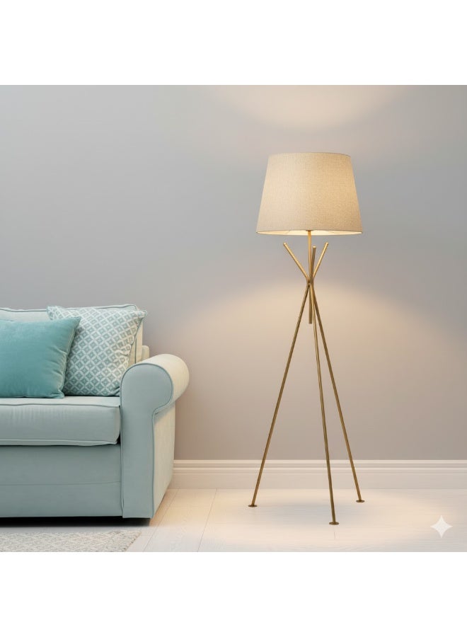 الروضة للإضاءة مودرن لمبادير - مصباح أرضي معدني عالي الجودة عصري وأنيق - | اللون: دهبى × بيج | المقاس: 150x40x40 سم - Image 2