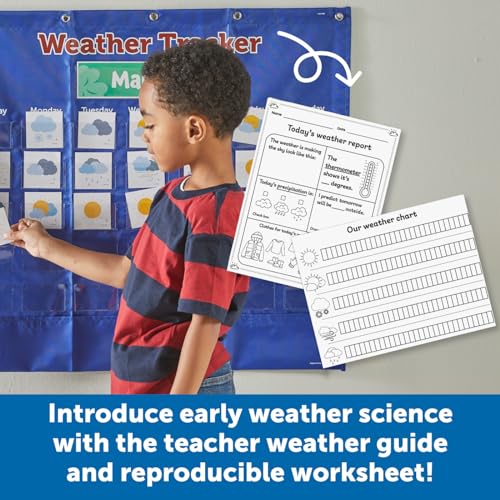 Learning Resources Weather Tracker Pocket Chart - Learning Pocket Chart for Classroom, Classroom Calendar for Kids, Monthly Weather for Kids, Preschool Calendar - Image 3