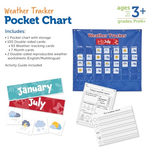 Learning Resources Weather Tracker Pocket Chart - Learning Pocket Chart for Classroom, Classroom Calendar for Kids, Monthly Weather for Kids, Preschool Calendar - Image 4