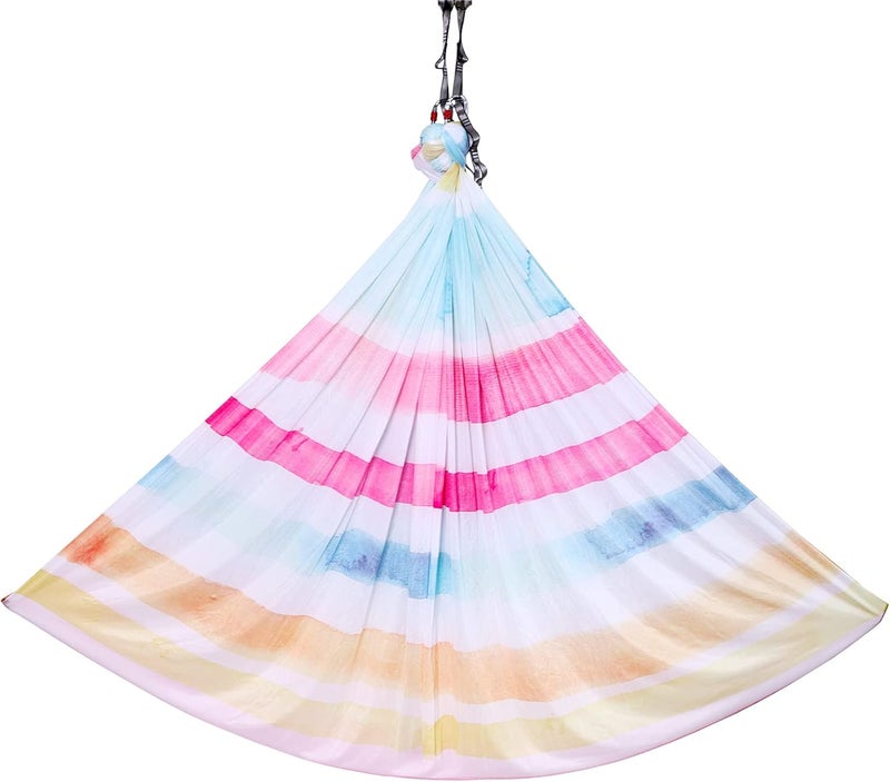 Flife Aerial Yoga Hammock kit- Yoga Swing Multicolor 5 yards-Flying Yoga Include Daisy Chain,Carabiner and Pose Guide - Image 2