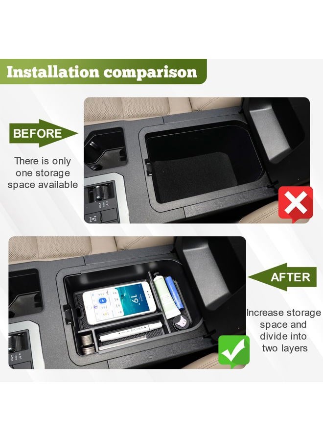 HGWEI Center Console Organizer Compatible with 2024-2026 Toyota Land Cruiser/Land Cruiser 1958 Interior Accessories, Middle Armrest Storage Box Insert Tray Coin Holder (Not Fit with Cool Box) Black - Image 4