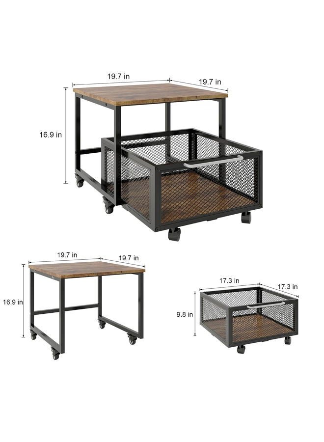 Puncia 19.7x19.7in Fridge Stand with Storage Mobile Beverage Refrigerator Stand for Coffee Bar Dorm Fridge Cart for Compact Refrigerator Mini Fridge Organizer with Drawer Basket for Home Office - Image 2