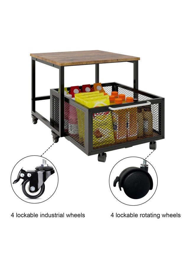 Puncia 19.7x19.7in Fridge Stand with Storage Mobile Beverage Refrigerator Stand for Coffee Bar Dorm Fridge Cart for Compact Refrigerator Mini Fridge Organizer with Drawer Basket for Home Office - Image 5