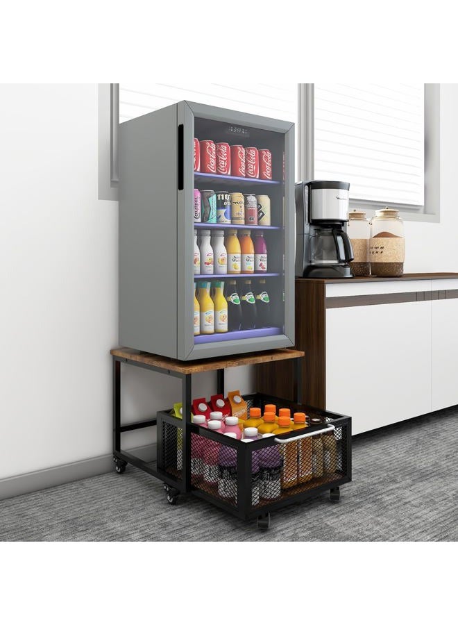 Puncia 19.7x19.7in Fridge Stand with Storage Mobile Beverage Refrigerator Stand for Coffee Bar Dorm Fridge Cart for Compact Refrigerator Mini Fridge Organizer with Drawer Basket for Home Office - Image 1