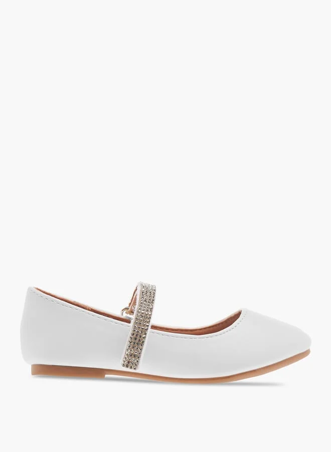 Flora Bella By Shoexpress Girls Floral Bella Embellished Ballerina Shoes with Hook and Loop Closure