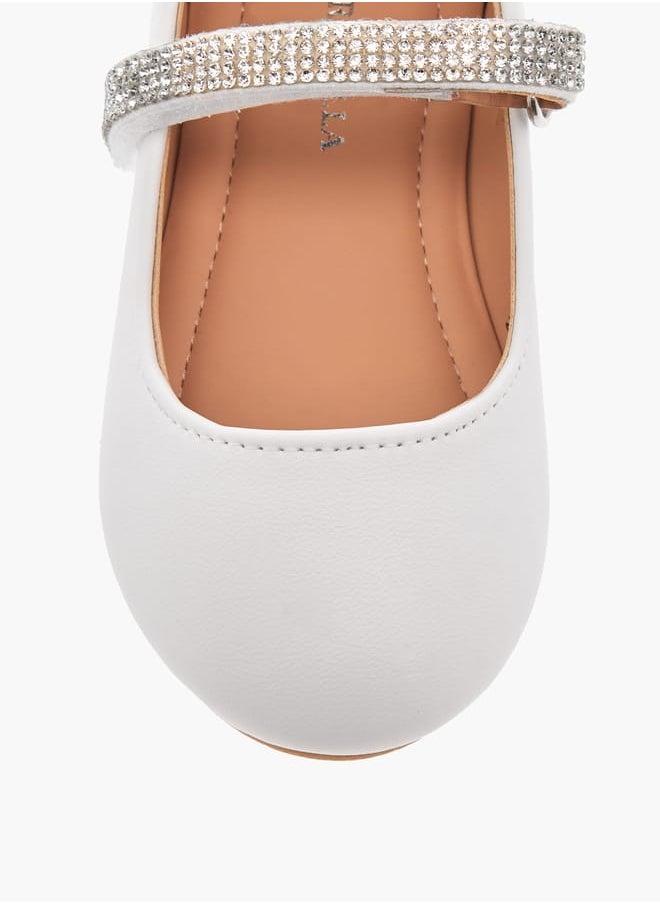Flora Bella By Shoexpress Girls Floral Bella Embellished Ballerina Shoes with Hook and Loop Closure  - Image 4