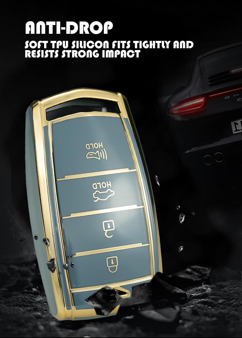 SANRILY Golden-Edge Key Fob Cover for Genesis G70, G80, G90 - Image 4