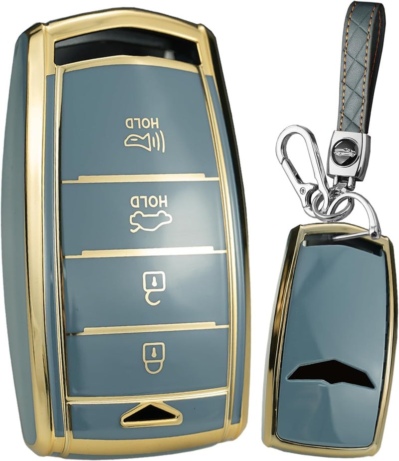 SANRILY Golden-Edge Key Fob Cover for Genesis G70, G80, G90 - Image 1